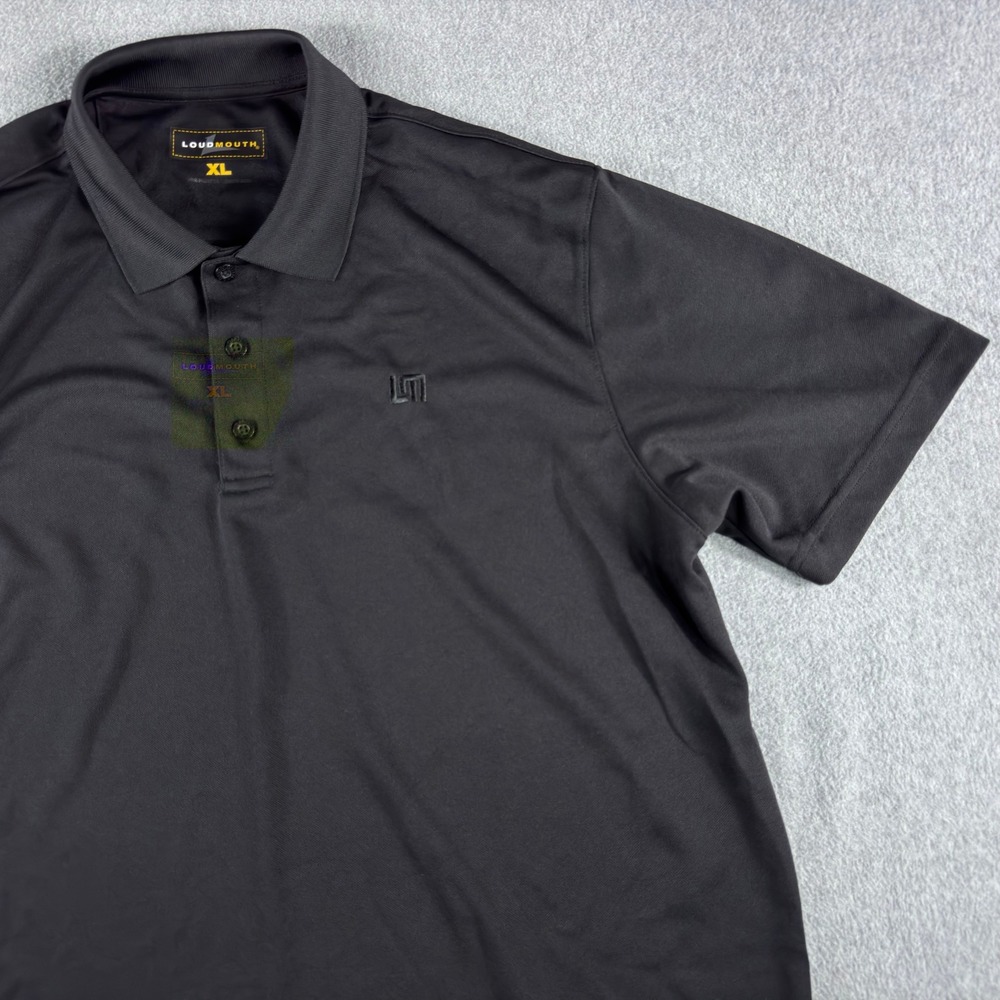 Loudmouth Polo Shirt Mens XL Black Short Sleeve Pique Golf Sport Activewear